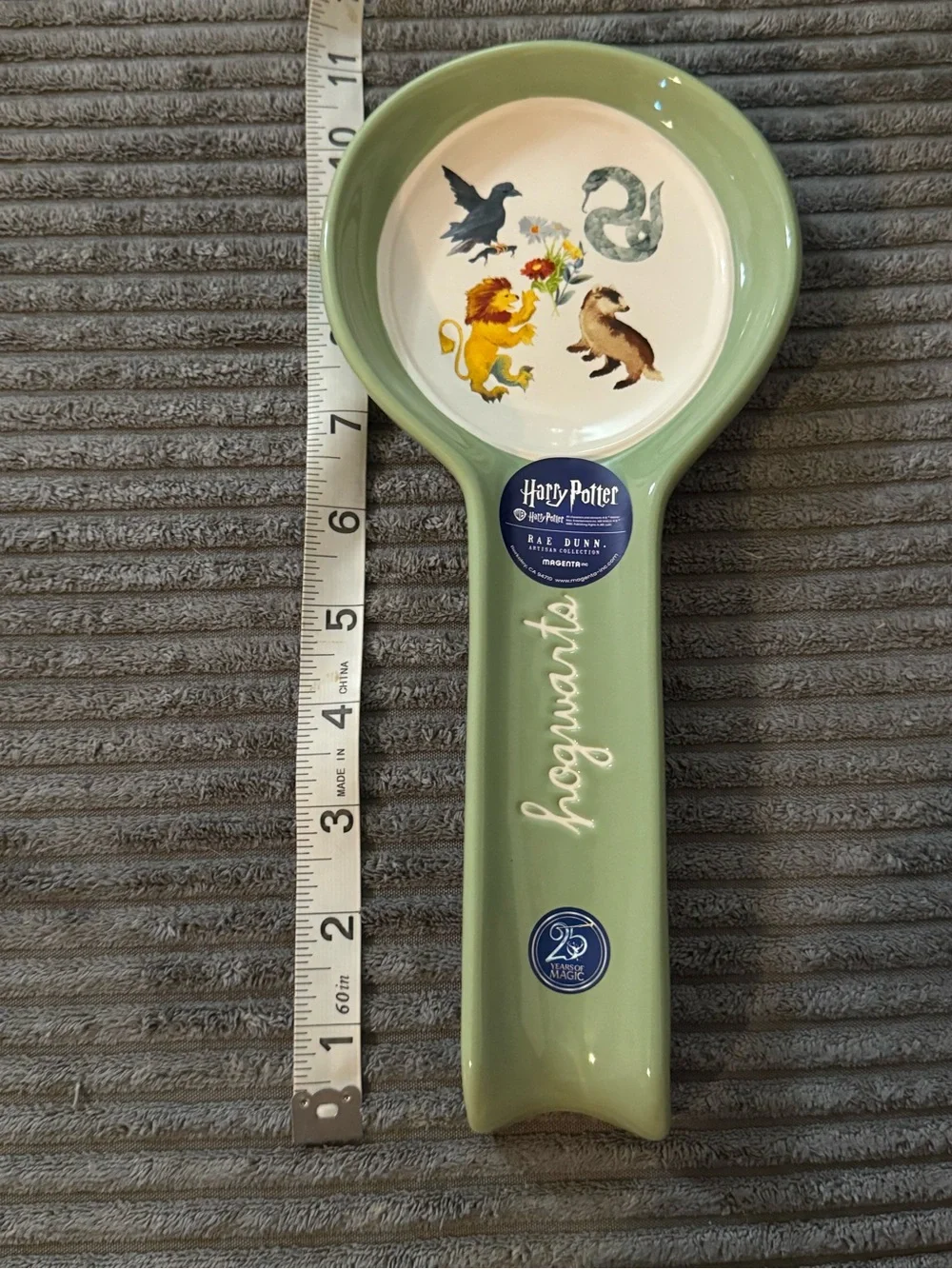 Rae Dunn x Harry Potter Pale Sage Green 'Hogwarts' Ceramic Spoon Rest NWT